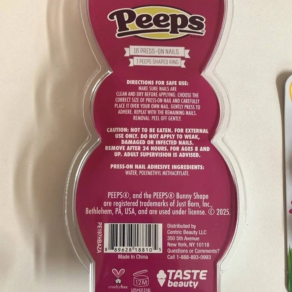 Peeps 6 Piece Lip Set & Press On Nails Set New in Padk